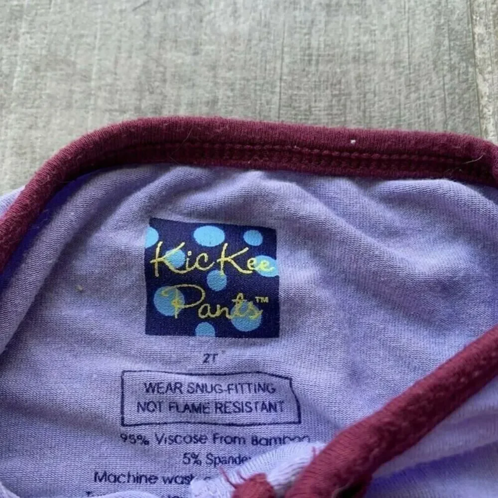 KicKee Pants Girls Toddler Pjs Solid Ruffle Coverall Snaps Lilac Purple 2T HOLE